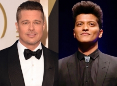 Brad Pitt acompañó a Bruno Mars en el escenario tocando el tamborín!.