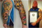 Gana recórd Guinness por su gran tatuaje de los Simpson