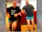 Padre sale a la calle con cortísimo short para darle lección a su hija