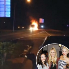 Un autobús del tour de Miley Cyrus se incendió y su hermana Noah filmó todo